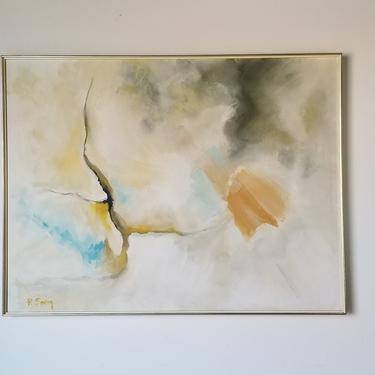 1970s &quot;Illusion&quot; Abstract Expressionist Acrylic Painting by R. Sotag, Framed 