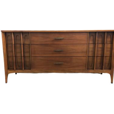 Free and Insured Shipping Within US - Vintage Solid Walnut Mid Century Modern Kent Coffey Triple Dresser or Credenza 