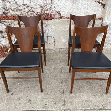 Walnut Dining Chairs w/Black Seats - Set of 4