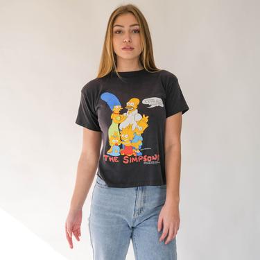 Vintage 90s The Simpsons Family Portrait Single Stitch Tee | Made in USA | Streetwear, Grunge | 50/50 | 1990s Bart Simpson Pop Art T-Shirt 