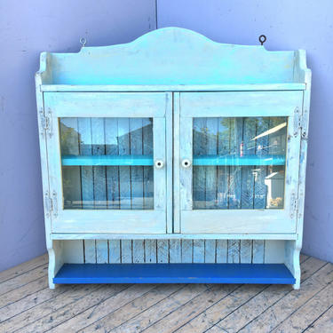 Small Painted Cabinet w/ Glass Doors