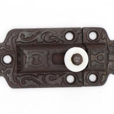 Victorian 3.375 in. Cast Iron Latch with Porcelain Knob