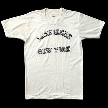 Vintage 1960s/1970s MAYO SPRUCE Lake George, New York T-Shirt ~ fits S ~ Single Stitch ~ Tourist / Souvenir ~ Soft / Thin 