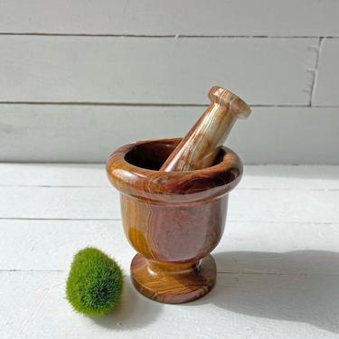 Vintage Onyx Butterscotch Swirls Mortar And Pestle // Onyx Apothecary Mortar Pestle // Vintage Pharmacy And Medicine Decor // Medical Decor 