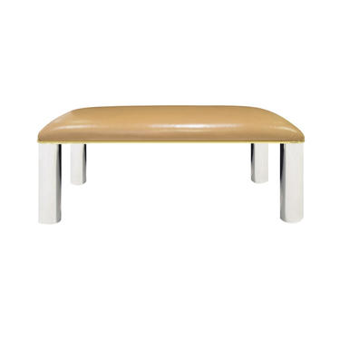 Karl Springer Bench in Polished Stainless Steel and Brass 1980s