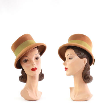 1940s Pale Orange Suiter Tilt Top Hat - 1940s Suiter Hat - 1940s Tilt Hat - 1940s Orange Tilt Hat - 40s Orange Suiter Hat - Vintage Tilt Hat 