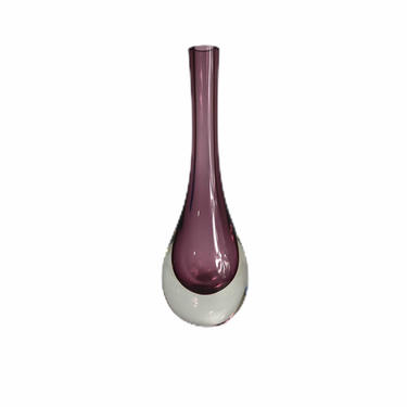 Mid Century Purple Amathyst Murano Glass Teardrop Vase 