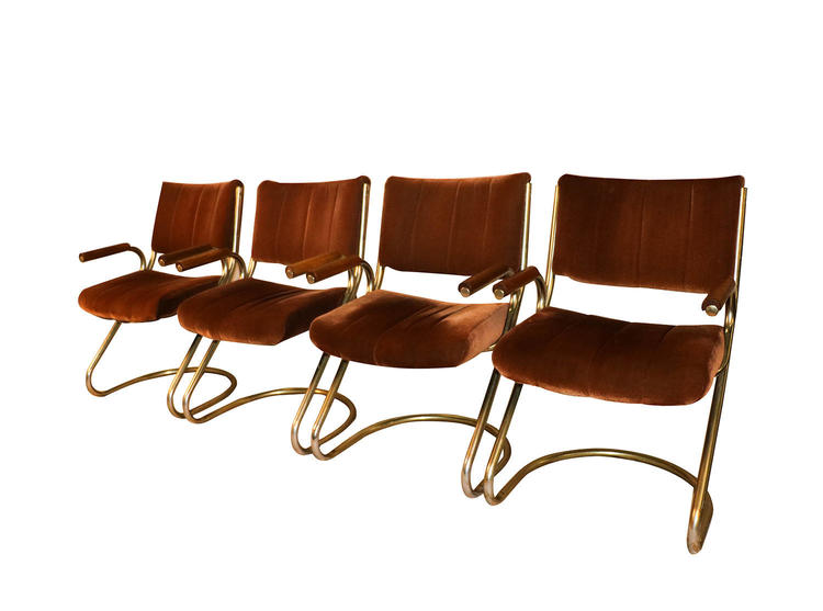 Mid Century Brass Cantilever Chairs Douglas Furniture 