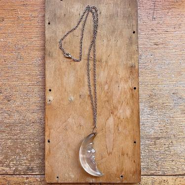 Vintage Crescent Moon Necklace Celestial Jewelry 1990s 90s Metaphysical Shop Mystical Gifts 