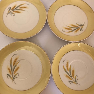 Vintage (4) sets Alliance China &amp;quot;Goldcrest Wheat&amp;quot;  Saucers Hand decorated 22k 