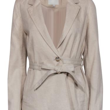 Madewell - Beige Cotton & Linen Buttoned Belted Blazer Sz M