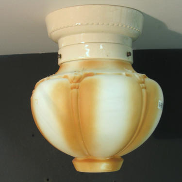 1128 Porcelain Bathroom Kitchen Ceiling Globe Holder w/Original White Milk Glass Globe Rewired Restored 