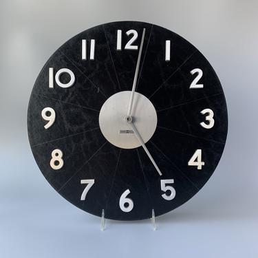 George Nelson Howard Miller Mid Century Modern Black Vinyl Wall Clock Model# 2504 