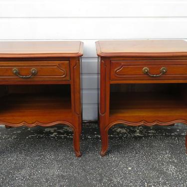 French Cherry Pair of Nightstands Side End Tables by Davis 1651