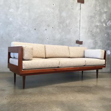 Mid Century Teak Sofa with New Upholstery