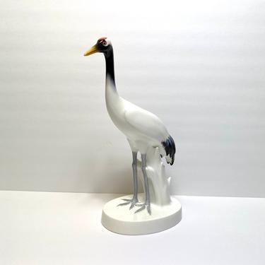 Vintage Noritake Figural Standing Crane Bird Figurine Bone China 11&quot; Mid Century Modern 