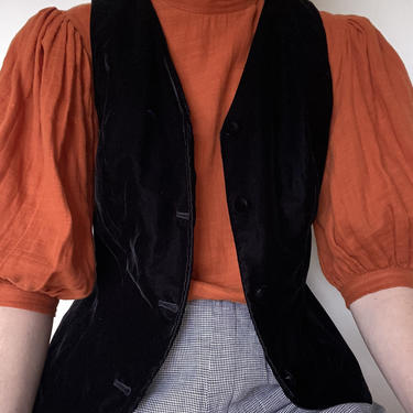 1990s black velvet vest size us 6 