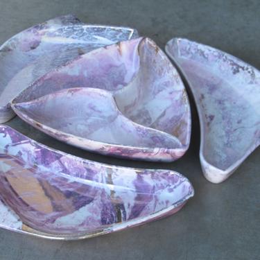 Hollywood Glamour Hor's doevre Set Retro Party Serving Platter Snack Trays Mid Century Chips and Dips Serving Tray Glam Purple Marble 
