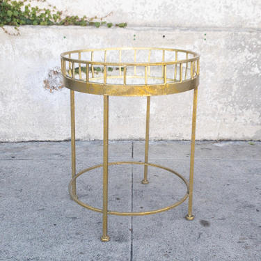 Large Mid Century Glass &amp; Gold Table