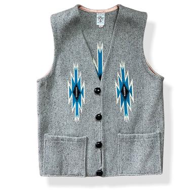 Vintage Ortega's CHIMAYO Handwoven Wool Vest ~ size 40 ~ S to M ~ Southwestern ~ Native American ~ Biker 