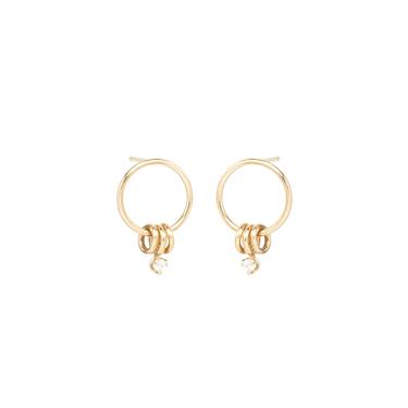 3 Ring Small Circle Diamond Earrings