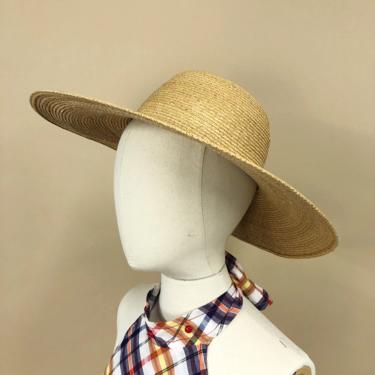 Vintage 1970s Liz Claiborne Sun Hat, 70s Straw Summer Hat, Vintage Liz Claiborne Hat, Made in Italy, Vintage Boho Hat, 70s Structured Hat by Mo