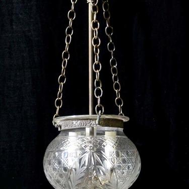 Antique 9 in. Clear Crystal Etched Onion Bell Jar Pendant Light