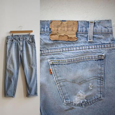Orange Tab 70s Levis Jeans / Vintage Levis Jeans / Vintage 1970s Levis / Light Wash Levis Jeans 36 Waist / Vintage Levis 36 x 30 