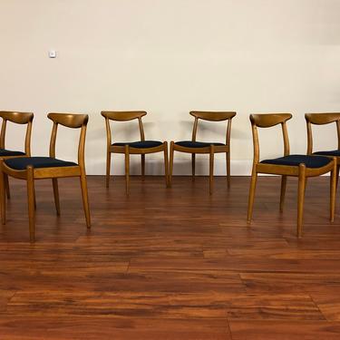 Hans Wegner W2 Dining Chairs Set of 6 - Made in Denmark 