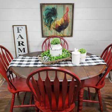 Farmhouse Red 4pc Dining Table Set with Stained Top