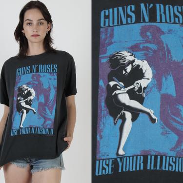 Guns N' Roses Band Tee / 1991 Use Your Illusion II Shirt / Guns And Roses Tour T Shirt / Axl Rose Concert Rock Brockum T Shirt Large L 