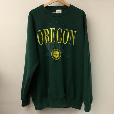 Oregon Ducks Green Puffy Print Crewneck Sweatshirt