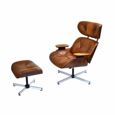 Vintage Mid-Century Modern Plycraft Eames Style Lounge Chair and Ottoman 