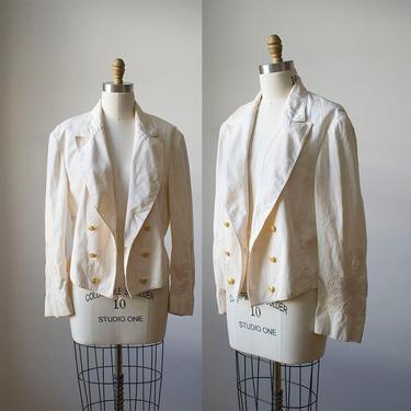 Vintage Reenactor Jacket / White Cotton Military Jacket / Marching Band Jacket / Civil War Jacket / Naval Jacket / Retro Reenactor Jacket 