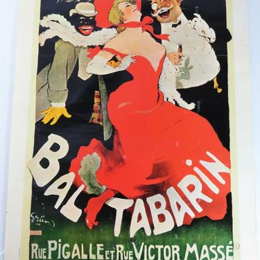 Vtg BAL TABARIN Art Deco POSTER Jules Alexander Grun CABARET PARIS FRANCE Travel