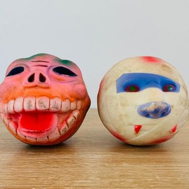 Vintage Creepy Ugly Balls Mad Balls Rubber Balls Made in Taiwan 1980s 