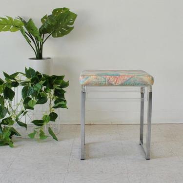 Vintage 1980’s Lucite and Chrome Ottoman