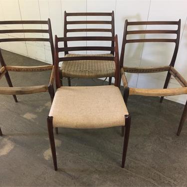 Four (4) Niels O. Model Rosewood Dining Chair Frames Model # 78