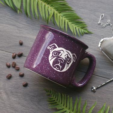 Pug Dog Mug - pet portrait coffee cup for memorial or adoption celebration 