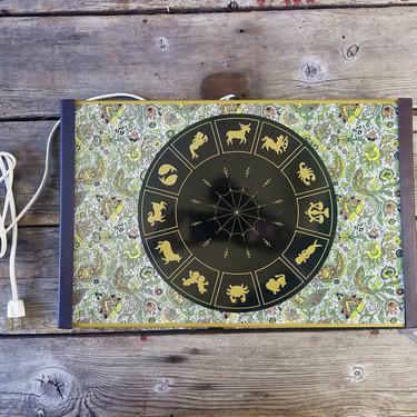 Vintage 70s Zodiac Warming Tray Astrology Home Decor Hot Plate, Celestial Bohemian Kitchen Appliance, Witchy Home Electric Avocado Paisley 