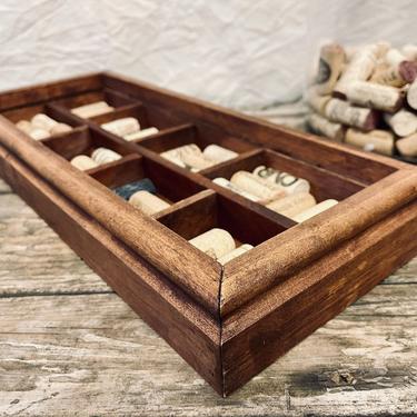 Small Divided Wood Box with Glass Display | Wood Glass Curio | Collection | Craft Supplies | Wood Tray | Wood Shelf | Wood Cubby 