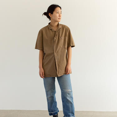 The Weldon Shirt in Mushroom Brown | Vintage Snap Button Short Sleeve Work Shirt | UNISEX Utility Shirt | Workwear Overdye | XS S M L XL 
