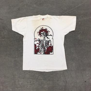 Vintage Grateful Dead Tee Retro 1980s Skeleton and Roses + Bertha + Size Large + Psychedelic Rock + Concert T-Shirt + Unisex Apparel 