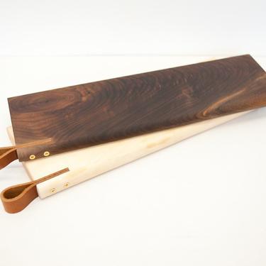 Large Serving/Cutting Board - Walnut or Hard Maple Leather w/Brass Accent 