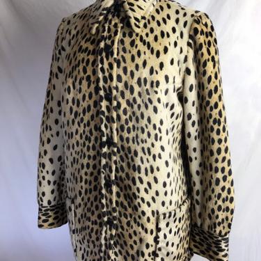 Vintage faux cheetah print coat 1960’s sporty fur print jacket~ large collar cat print~ Mod Pinup~ rocker chic! // Size Medium 
