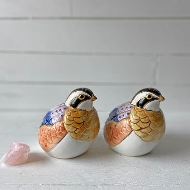 Vintage Pair of Porcelain Quails By Andrea 7675 // Quail Lover, Collector // Colorful Quail, Mantle Decor // Perfect Gift 