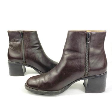 Chunky Heel Boots | 90's Fashion Boots, Brown Leather Boots | Womens Boots, Chunky Heel, Size 8 Boots, Womens Vintage, 90s Vintage, Boho 
