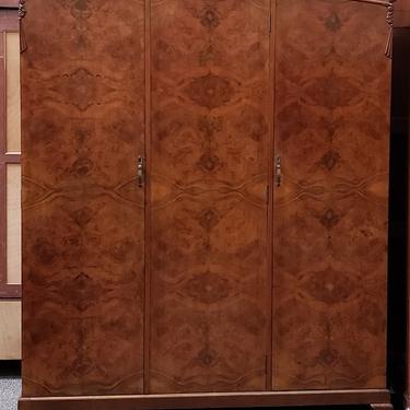 Item #S19 Burl Walnut Triple Door Armoire c.1930s