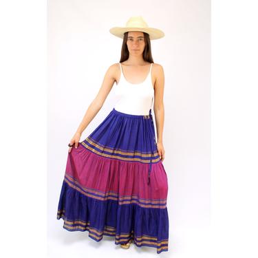 Indian Morning Glory Skirt // vintage 70s cotton dress boho hippie gauze sun high waist 1970s hippy // O/S 