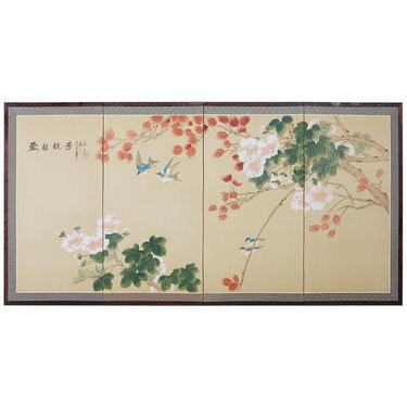 Japanese Four-Panel Spring Byobu Folding Screen by ErinLaneEstate